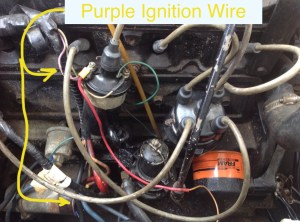 Repaired Ignition Wire.  New blue Spade Connector